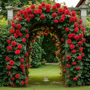 Роза плетистая Алый Триумф купить по цене от 319р. в интернет-магазине «Посадика» с доставкой почтой в в Исилькулье и по всей России – [изображение №1].